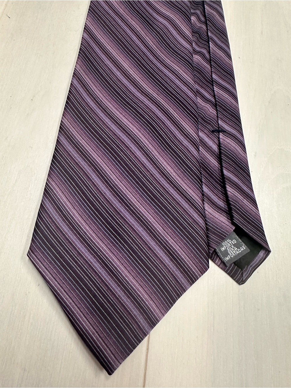 Arrow Purple Striped Silk Tie - Lavender and Deep Purple